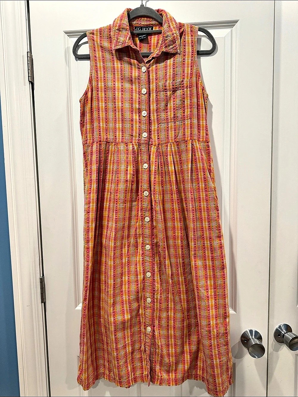 J.G. Hook Cotton Plaid 90s style Maxi Dress Size 10
